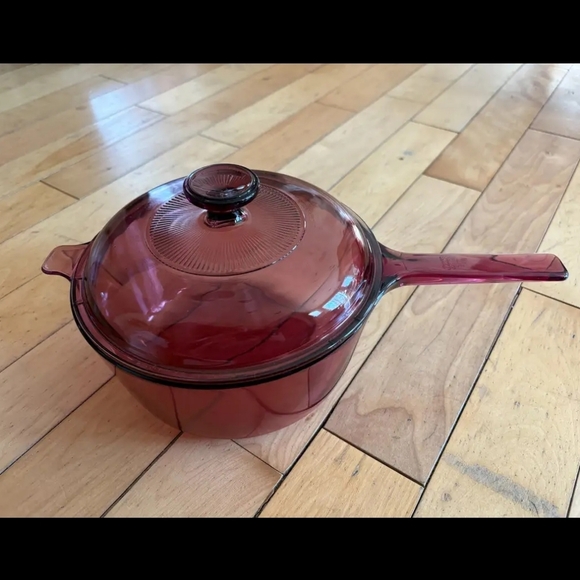 Corning Visions Cranberry Glass 2.5 L Sauce Pan Cookware Purple Plum Vintage Pot - Picture 5 of 9